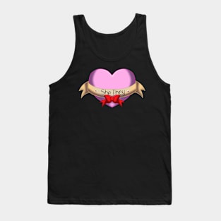 She they pronouns heart Tank Top